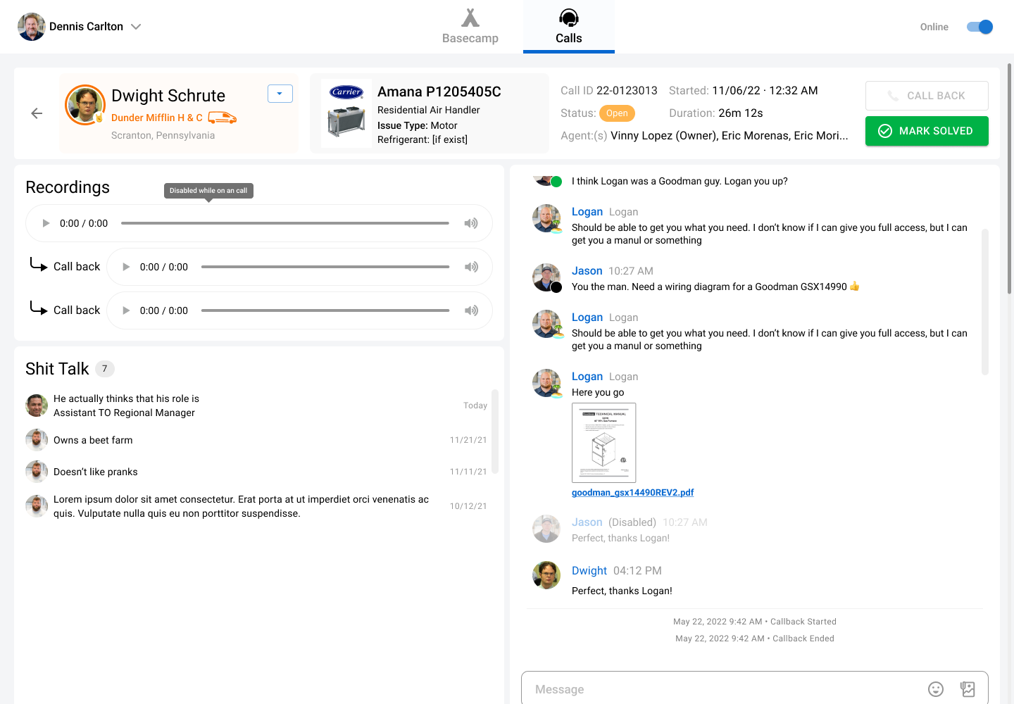 View of the model profile
