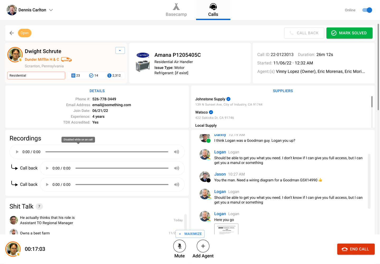 View of the model profile